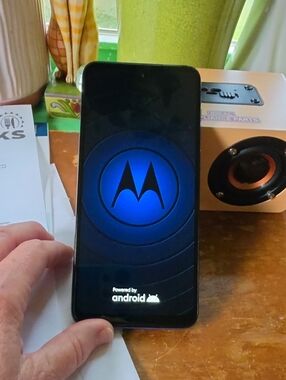 Motorola Smartphone with Black Front and Blue Logo